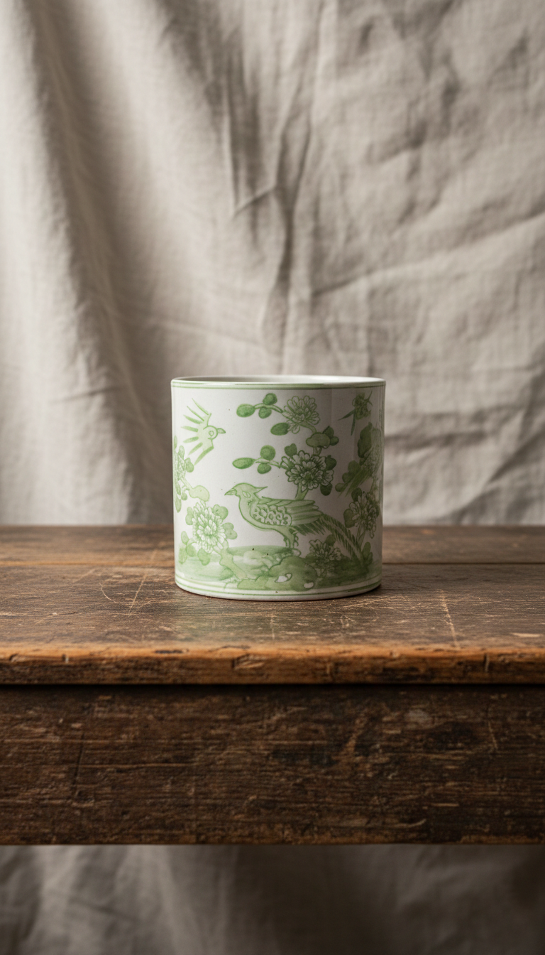 Blomsterpotte med grønt natur-motiv