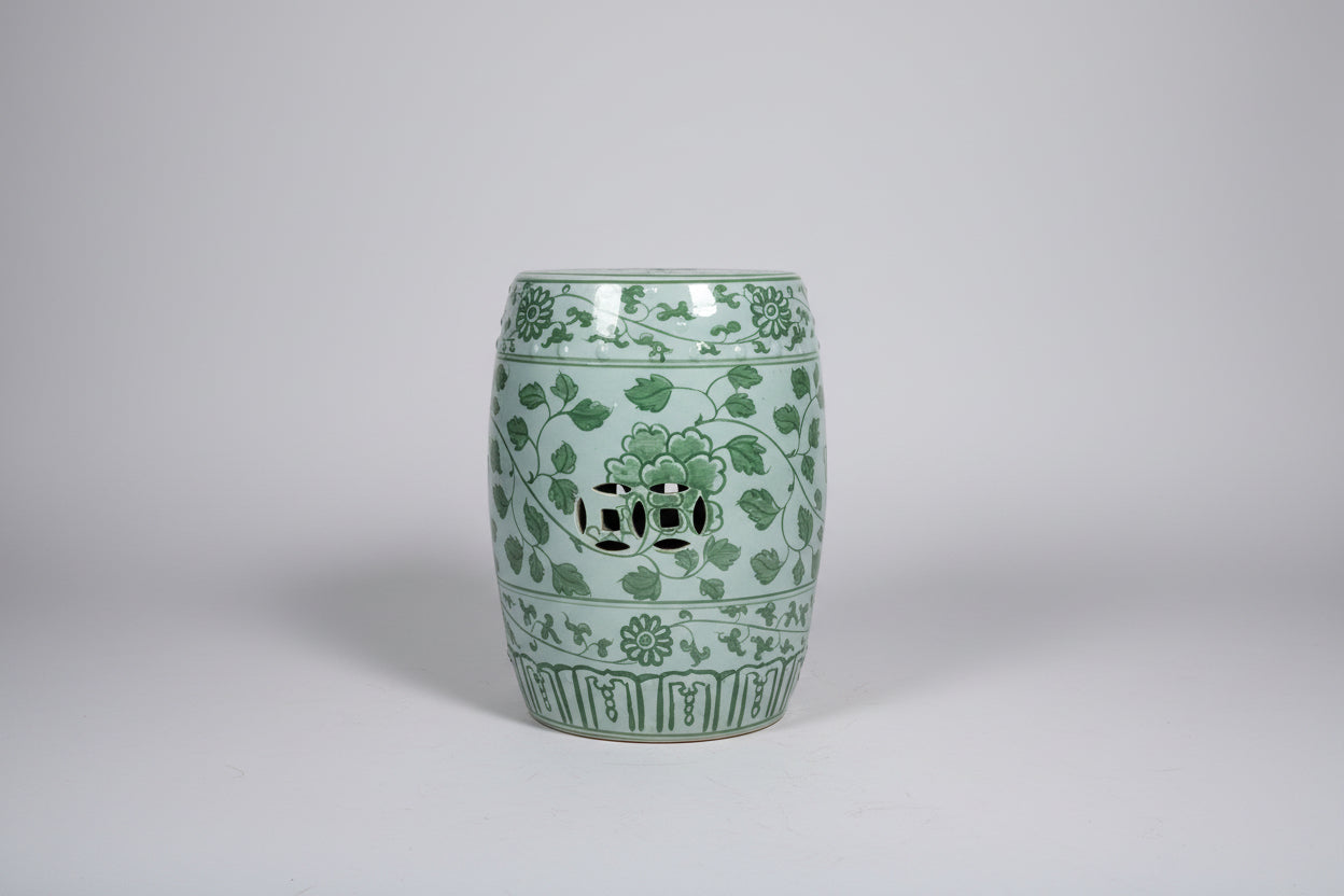 Garden Stool i hvit med grønt