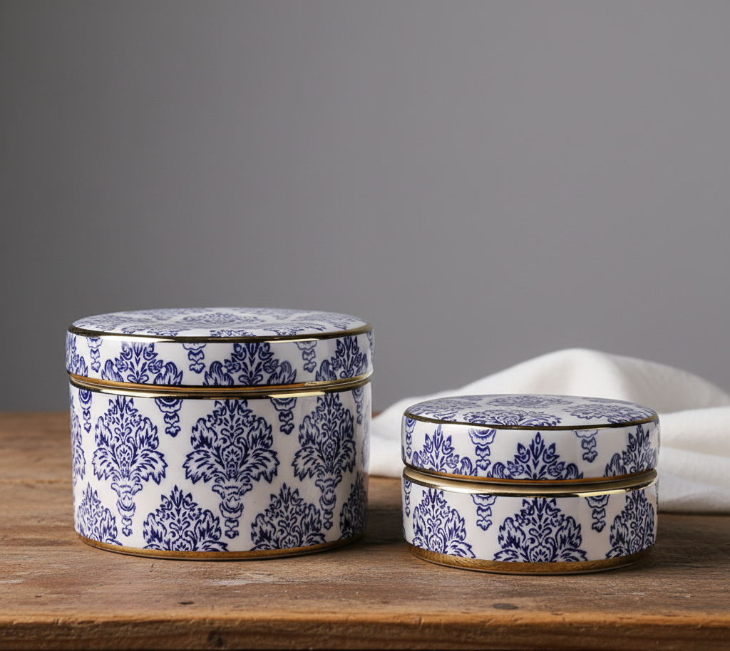 Trinket Box - krukke med lokk med paisley mønster