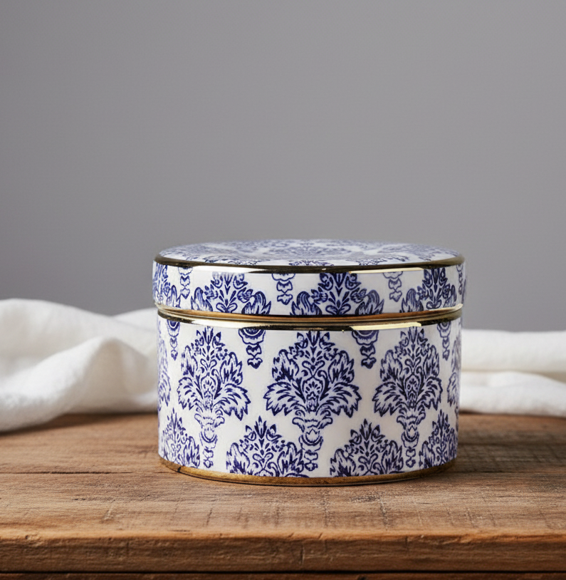 Trinket Box - krukke med lokk med paisley mønster