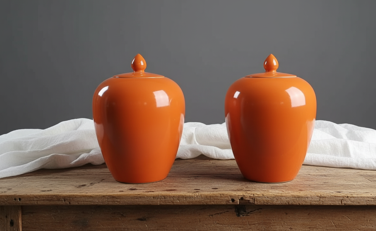 Ensfarget Ginger Jar med spisst lokk