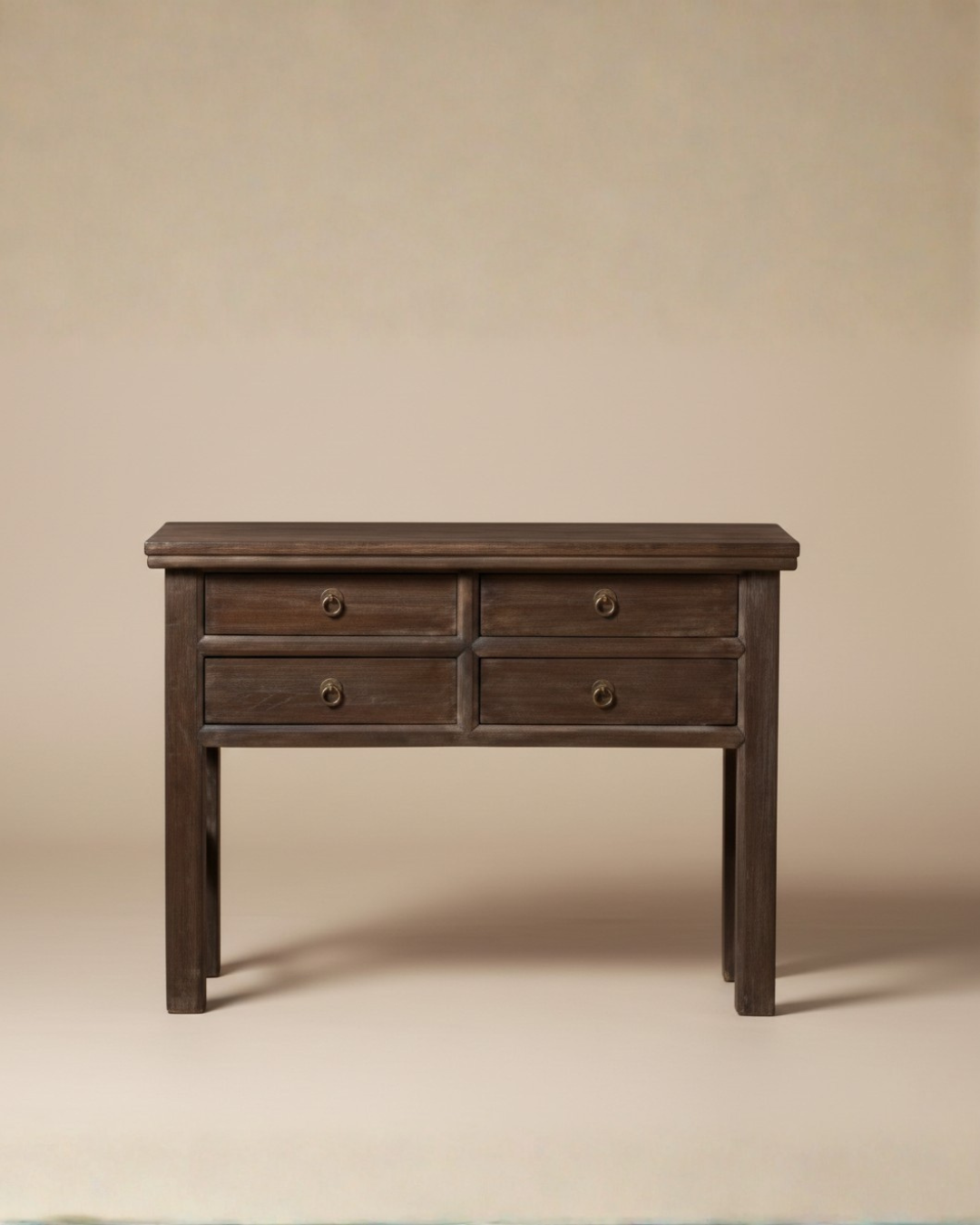 Brunt kinesisk konsollbord med skuffer