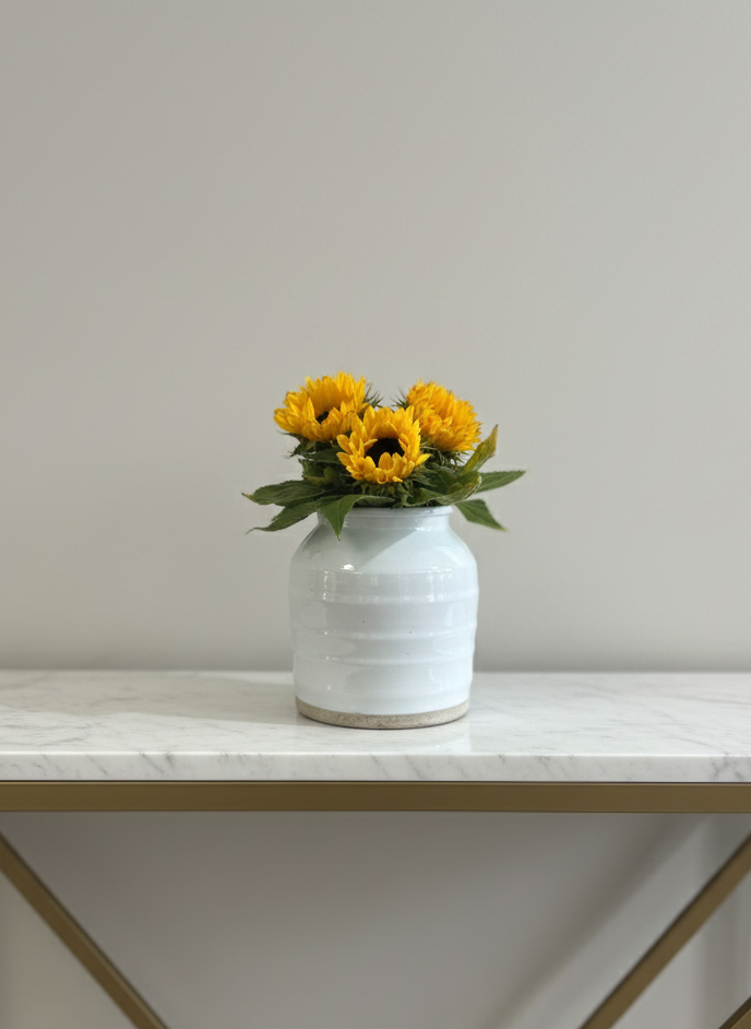Vase - Rustikk Hvit med natur farget bunn