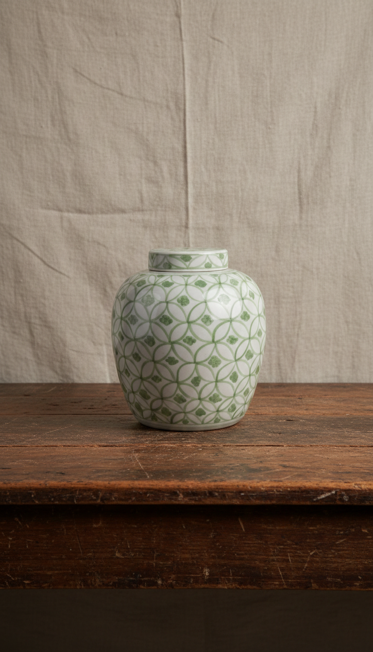 Tea Jar med grønt motiv