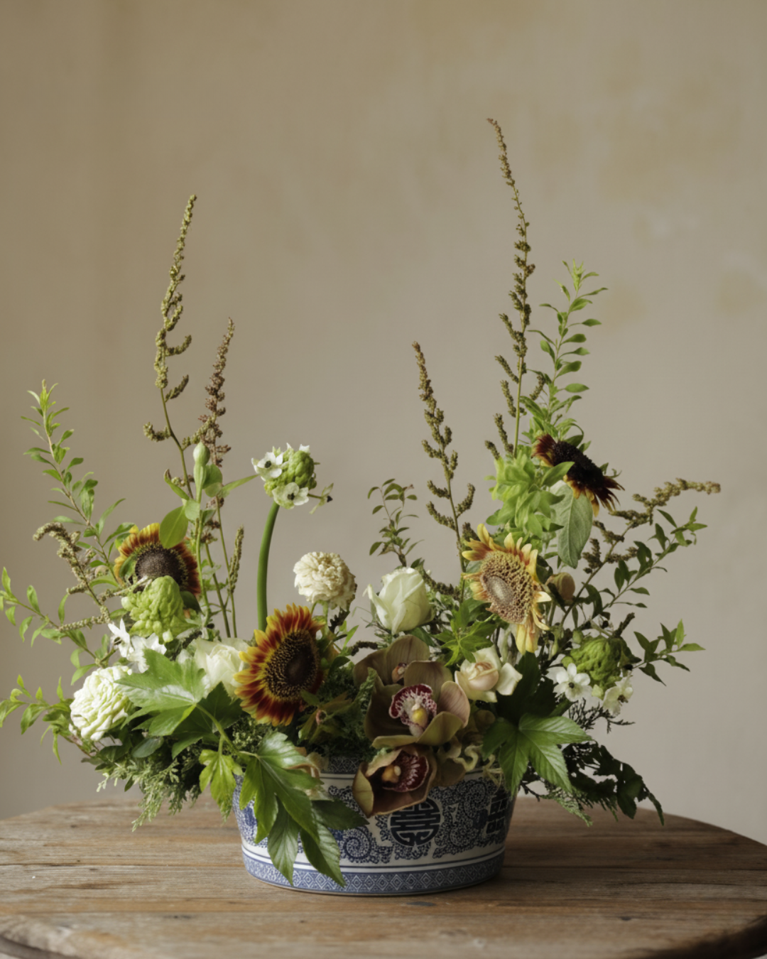Blomsterpotter - Hvit og Blå Jardinière