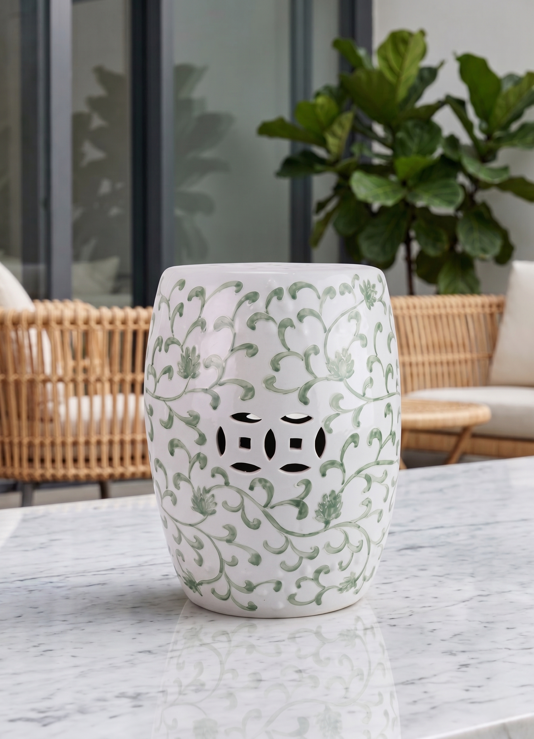 Garden Stool - Hvit og Grønn