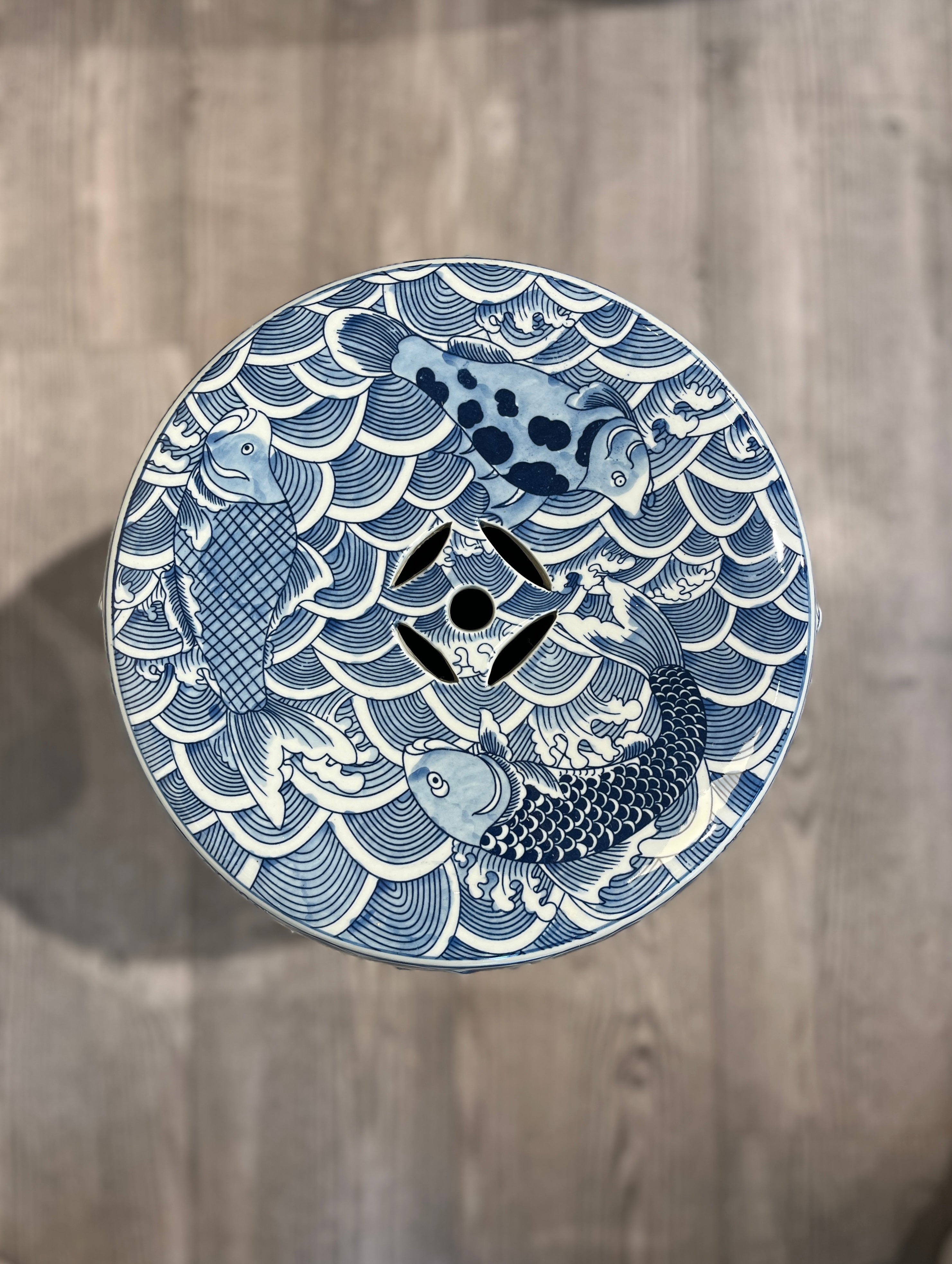 Garden Stool - Blå og Hvit