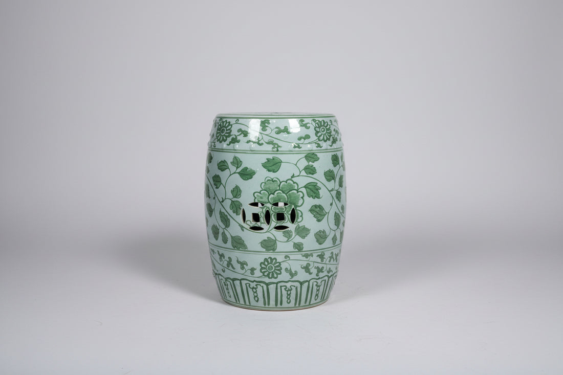 Garden Stool i hvit med grønt