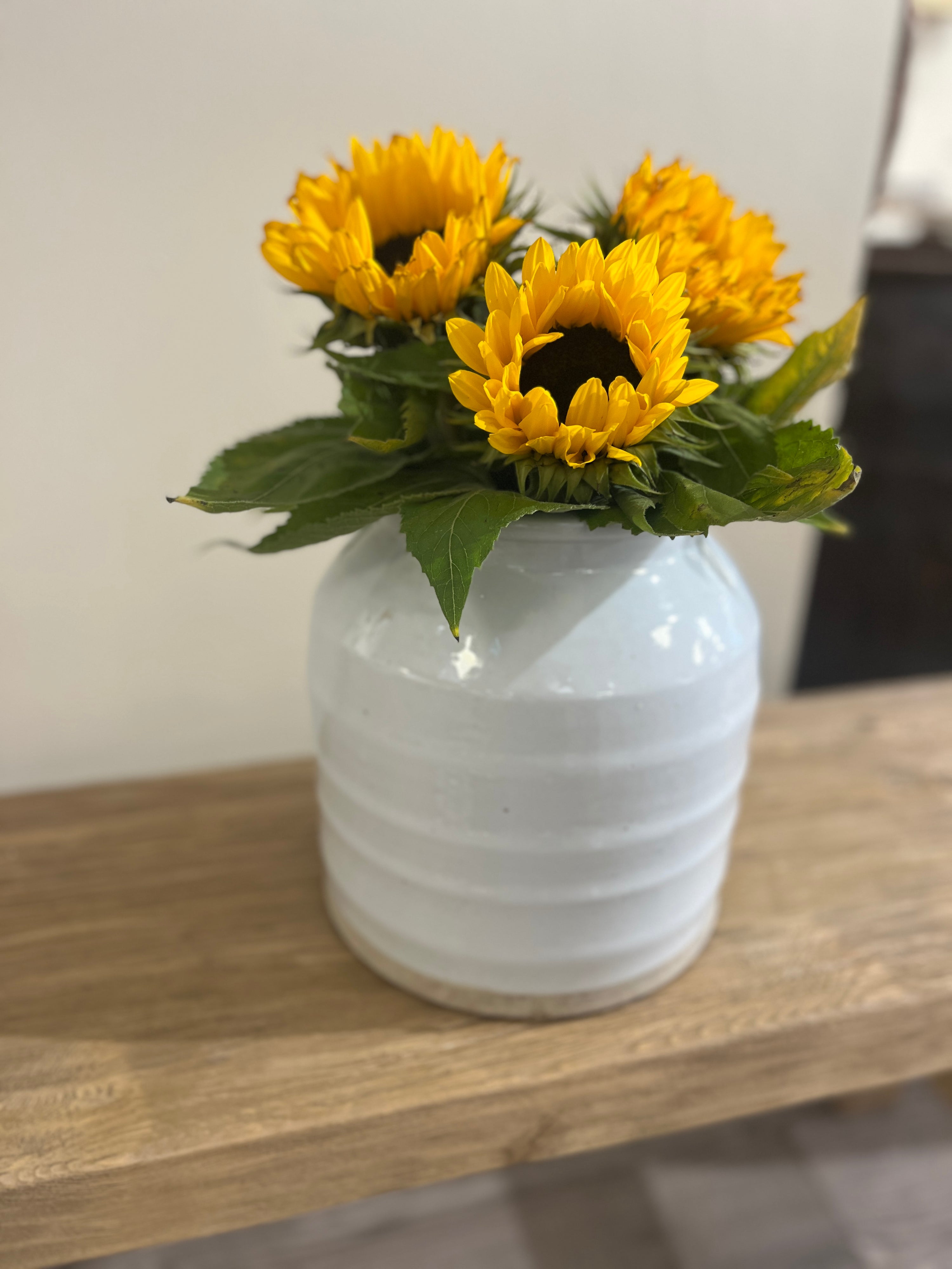 Vase - Rustikk Hvit med natur farget bunn
