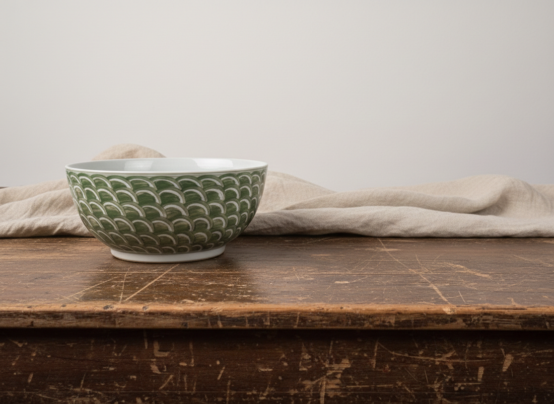 Stor grønn og hvit bolle