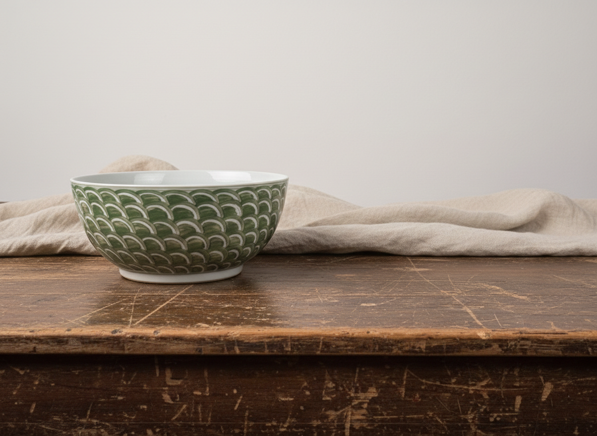 Stor grønn og hvit bolle